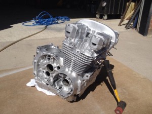 Kawasaki 550 Engine after bead blasting